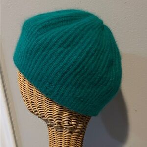 Vintage green Christmas St. Patrick’s Day ribbed wool angora beret Aris